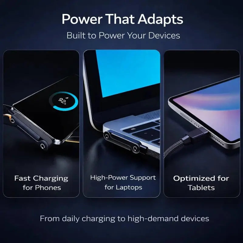 240W Fast Charging Cable with Invisible Phone Stand