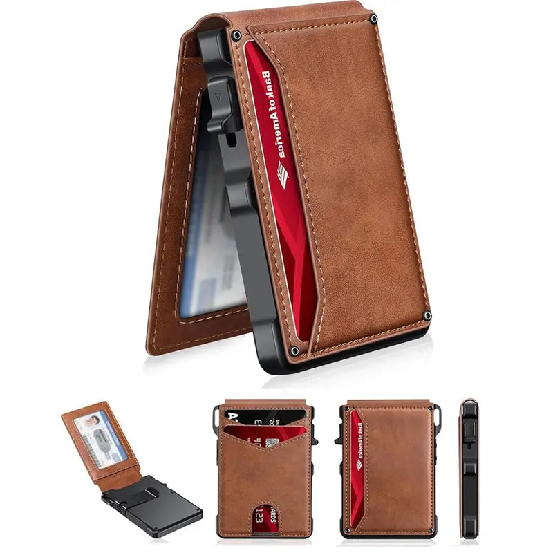 Ultra-Slim RFID Blocking Wallet with Instant Pop-Up Card Access