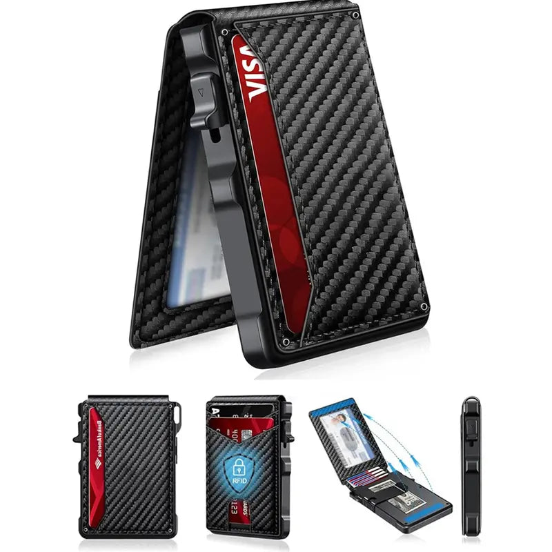 Ultra-Slim RFID Blocking Wallet with Instant Pop-Up Card Access