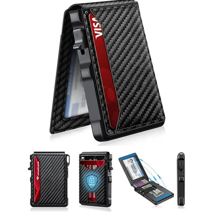 Ultra-Slim RFID Blocking Wallet with Instant Pop-Up Card Access