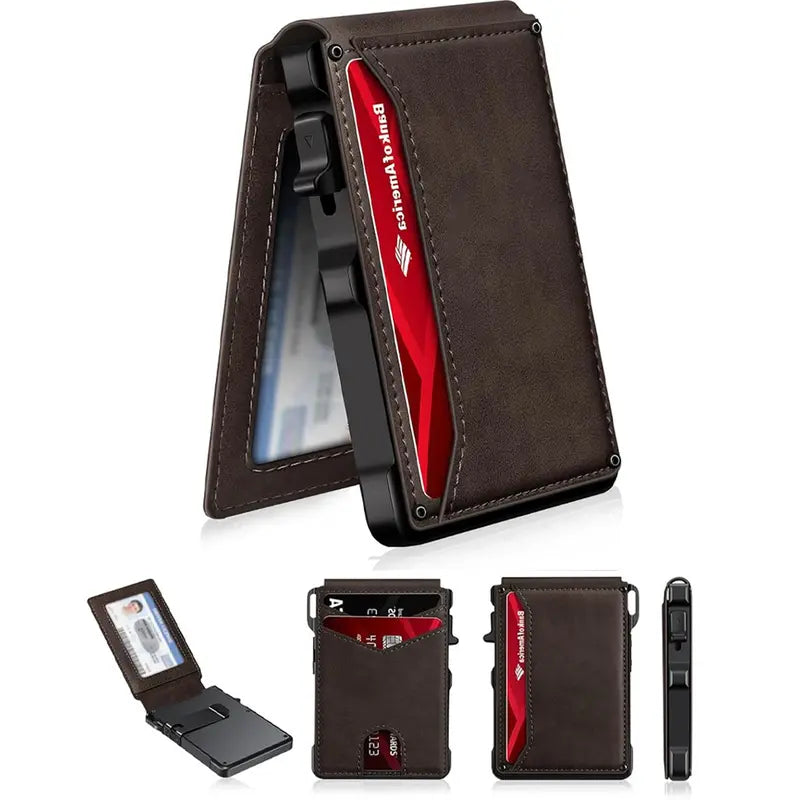 Ultra-Slim RFID Blocking Wallet with Instant Pop-Up Card Access