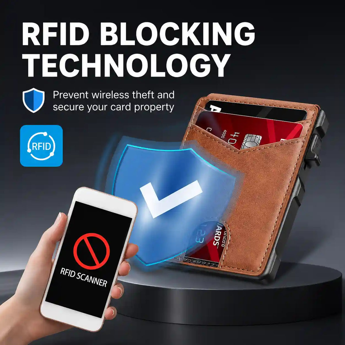 Ultra-Slim RFID Blocking Wallet with Instant Pop-Up Card Access