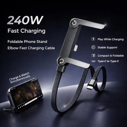 240W Fast Charging Cable with Invisible Phone Stand