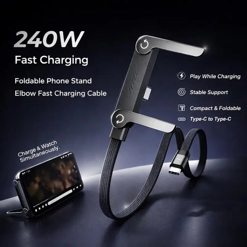 240W Fast Charging Cable with Invisible Phone Stand