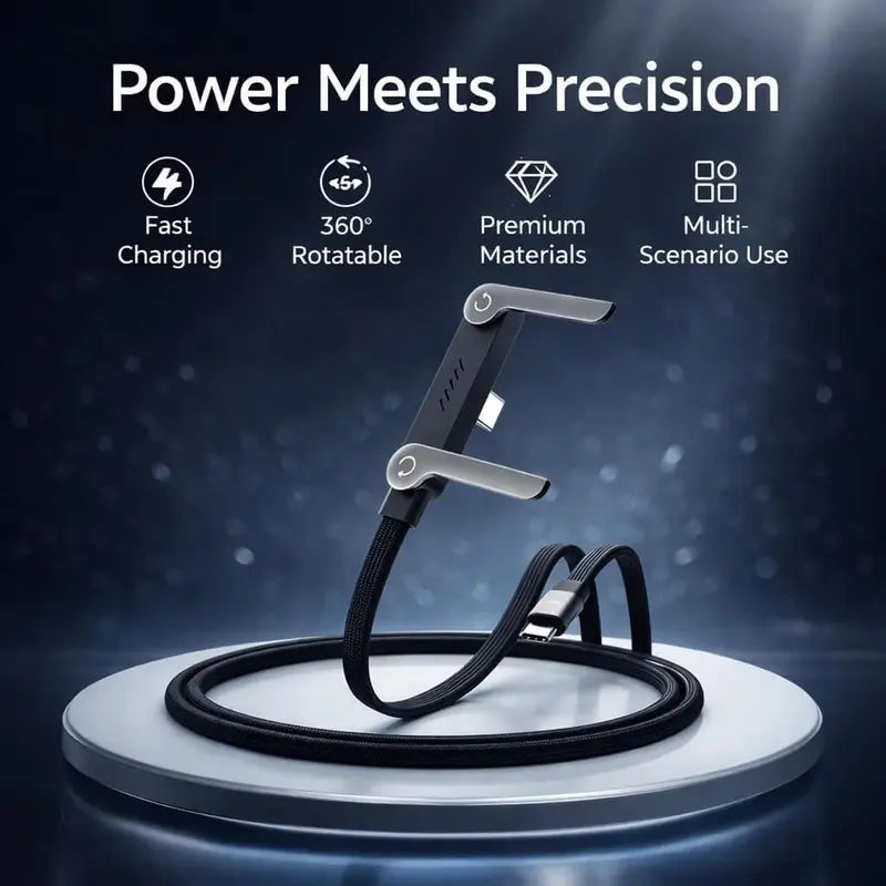 240W Fast Charging Cable with Invisible Phone Stand