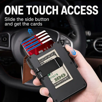 Ultra-Slim RFID Blocking Wallet with Instant Pop-Up Card Access