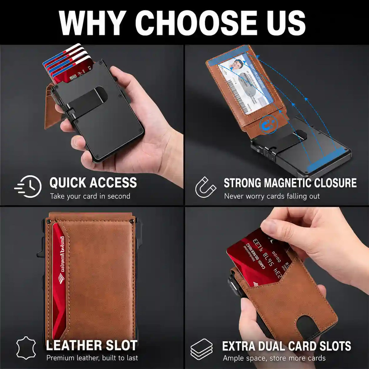 Ultra-Slim RFID Blocking Wallet with Instant Pop-Up Card Access
